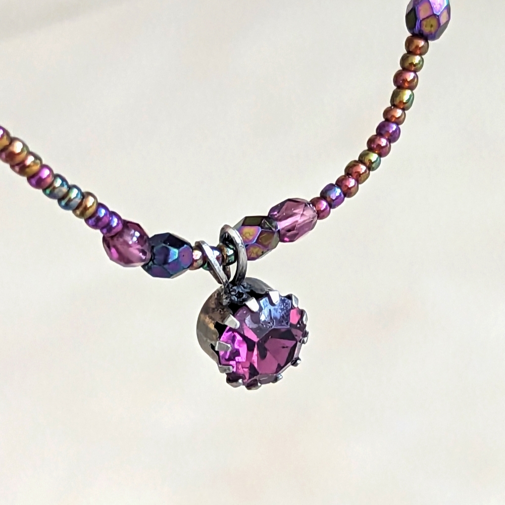 Vintage signed Robert Rose purple beaded necklace